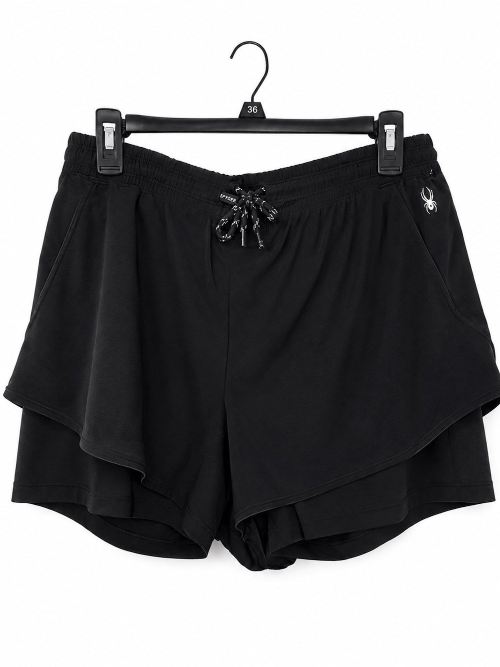 Spyder Black Layered Athletic Shorts with Logo